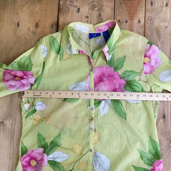 JH Collectibles Yellow Floral Button Down Shirt Top 100%‎ Cotton - Picture 7 of 8